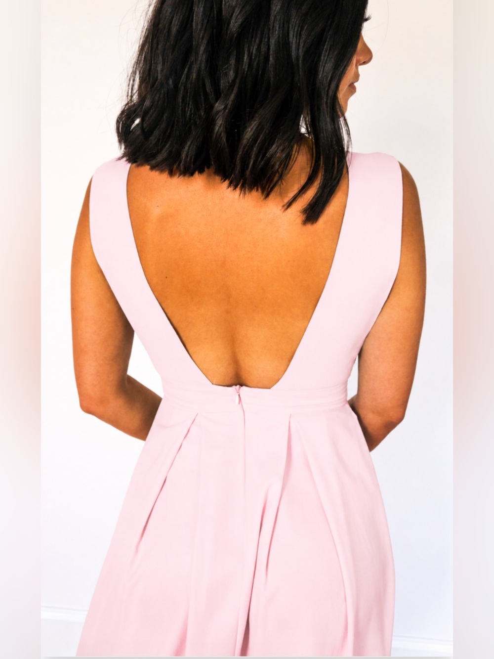 Pink Plunge V Neck Midi Dress - Picture 5 of 9